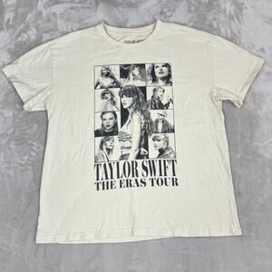 Taylor Swift Shirt Adult Large Cream The Eras Tour Concert Short Sleeve Tee READ